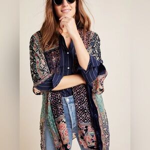 Akemi + Kin Frida Burnout Velvet Kimono Boho Floral Patchwork Festival Layer ASO